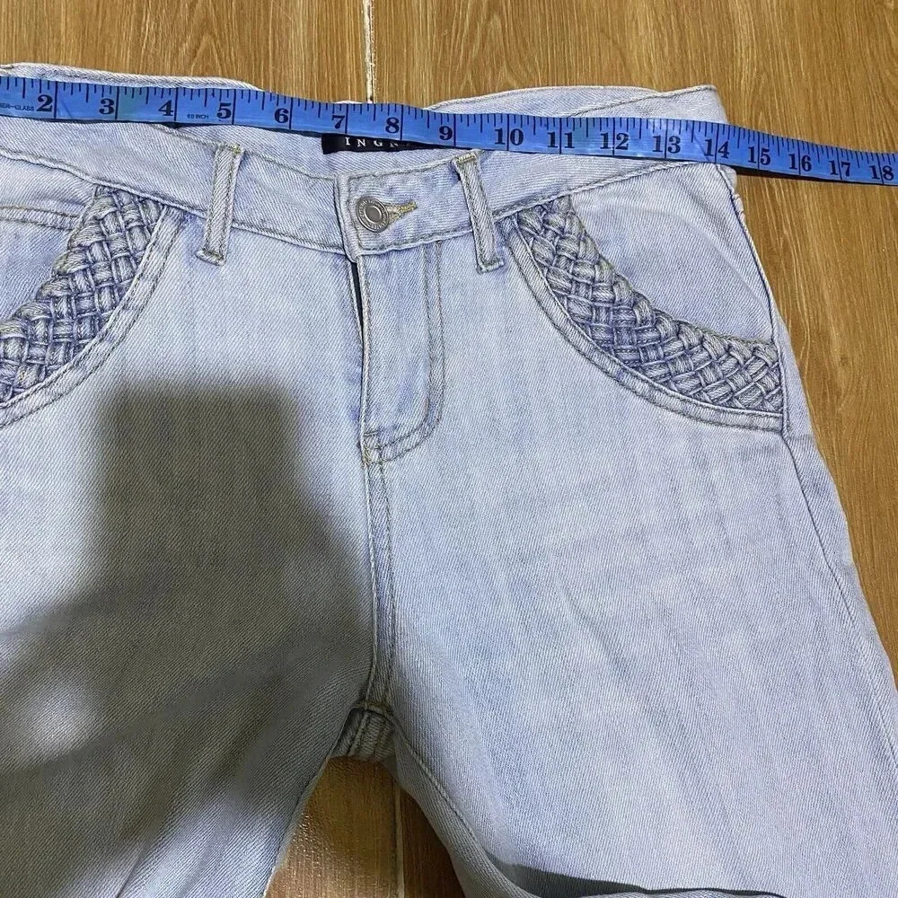 VTG Y2K Ingni Jeans Light Wash Blue Wide Leg Women’s Size M Pocket - Picture 2 of 11
